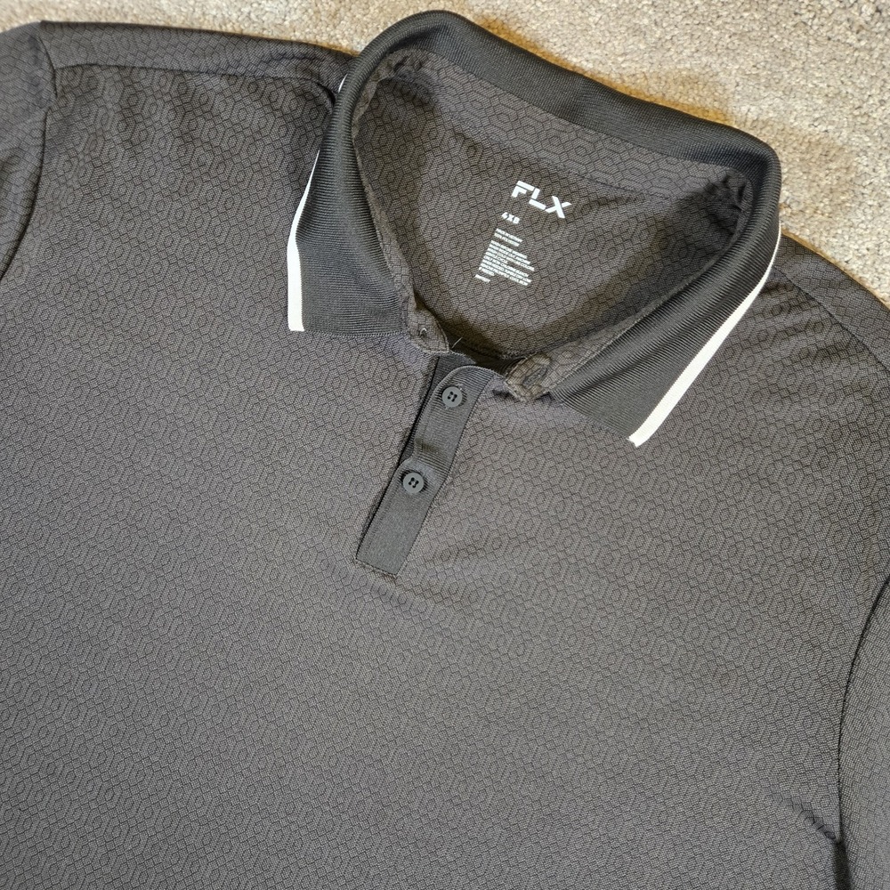 FLX‎ Urban Commuter Short Sleeve Collared Black Geo Golf Polo Shirt Mens 4XB